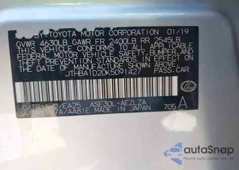 2019 Lexus Is 300 from USA, damaged, VIN JTHBA1D20K5091427